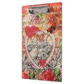 Love Birds Heart Red Art Collage Klemmbrett (Links)