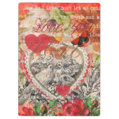 Love Birds Heart Red Art Collage Klemmbrett (Rückseite)