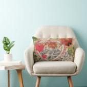 Love Birds Heart Red Art Collage Lendenkissen (Stuhl )