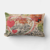 Love Birds Heart Red Art Collage Lendenkissen (Vorderseite)