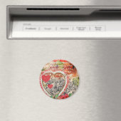 Love Birds Heart Red Art Collage Magnet (In Situ (Geschirrspüler))