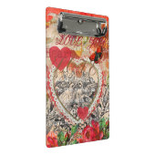 Love Birds Heart Red Art Collage Mini Klemmbrett (Schrägansicht)