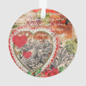 Love Birds Heart Red Art Collage Ornament (Rückseite)