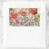 Love Birds Heart Red Art Collage Rechteckiger Aufkleber (Tasche)