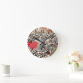 Love Birds Heart Red Art Collage Runde Wanduhr (Zuhause)