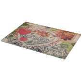 Love Birds Heart Red Art Collage Schneidebrett (Ecke)