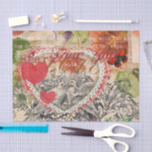Love Birds Heart Red Art Collage Seidenpapier (Handwerk)