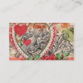 Love Birds Heart Red Art Collage Visitenkarte (Rückseite)