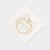 Love Birds Heart Wappen 2 Initial Wedding Monogram Servietten Mit Folie (Rechts)