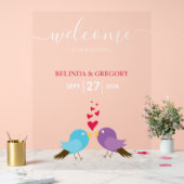 Love Birds & Hearts Wedding Willkommenszeichen Acrylschild (Hochzeit)