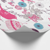Love Birds herzen & Cupcakes Valentines Muster Geschenkpapier (Ecke)