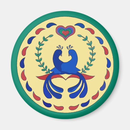 Love Birds Hex Sign Niederländisch Magnet (Vorne)