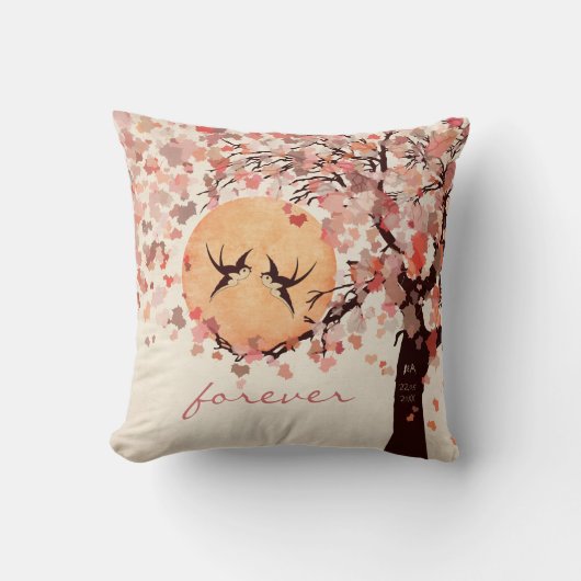 Love Birds - Hochzeit im Herbst Jubiläum Pillow Kissen (Vorderseite)