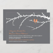 Love Birds Hochzeitseinladung (Korallen) Einladung (Vorne/Hinten)