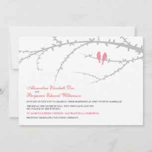 Love Birds Hochzeitseinladung (pink) Einladung