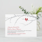 Love Birds Hochzeitseinladung (rot) Einladung (Stehend Vorderseite)