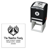 Love Birds in Extravaganten Herznamen Rückgabe Ret Permastempel (Beispiel)