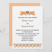 Love Birds Invitation - Persimmon/Braun auf Leinen Einladung (Vorne/Hinten)
