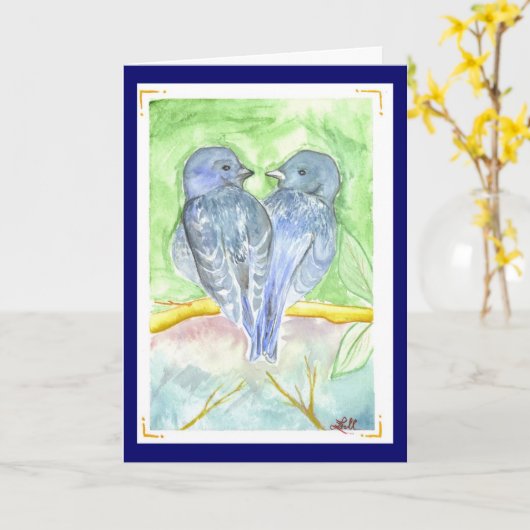 Love Birds Karte (Gelbe Blume)