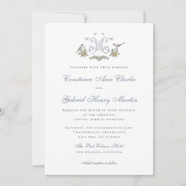 Love Birds "M" Monogram Weditation Einladung