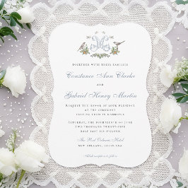 Love Birds "M" Monogram Weditation Einladung