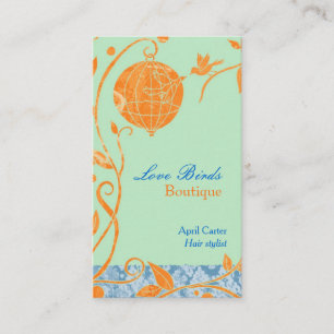 Love Birds Mint Green Hair Stylist Visitenkarte