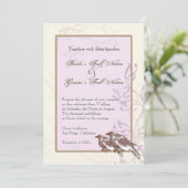 Love Birds 'n Lace - Lilac Wedding Einladung (Stehend Vorderseite)