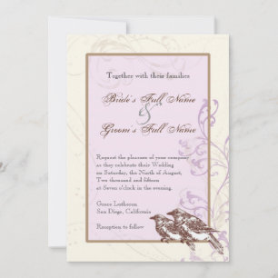 Love Birds 'n Lace - Lilac Wedding Einladung
