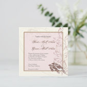 Love Birds 'n Lace - Rose Hochzeit Einladung (Stehend Vorderseite)