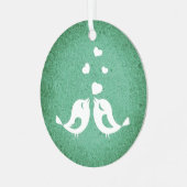 Love Birds on Green Ornament Aus Metall (Vorderseite links)