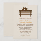 Love Birds on Park Bench Herbsthochzeit Einladung (Vorne/Hinten)