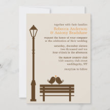 Love Birds on Park Bench Wedding