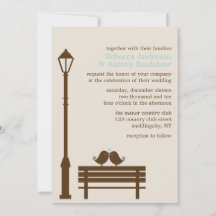 Love Birds on Park Bench Wedding