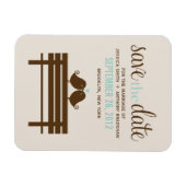 Love Birds on Park Bench Wedding Magnet (Horizontal)
