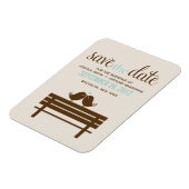 Love Birds on Park Bench Wedding Magnet (Linke Seite)