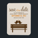 Love Birds on Park Bench Wedding Magnet<br><div class="desc">Hochzeit Speichern Sie die Datum Ankündigungen oder Favoriten bieten eine schöne Abbildung von zwei Vögeln auf einer Parkbank. Ideal für jede Herbst-, Winter-, Sommer- oder Frühjahrshochzeit. Besuchen Sie unseren Shop für passende Produkte und mehr Bridal Schreibwaren wie Einladungen, Dankeschön Notizen, Gunst und Adresse Labels, Bachelorette und Brautparty lädt und mehr!...</div>