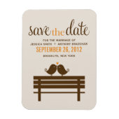 Love Birds on Park Bench Wedding Magnet (Vertikal)
