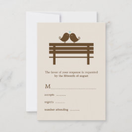 Love Birds on Park Bench Wedding RSVP Karte