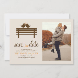 Love Birds on Park Bench Wedding Save The Date