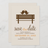 Love Birds on Park Bench Wedding Save The Date (Vorne/Hinten)