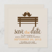 Love Birds on Park Bench Wedding Save The Date (Vorne/Hinten)