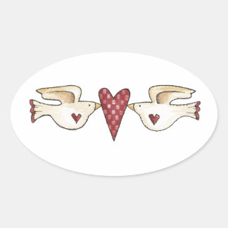 Love Birds Ovaler Aufkleber