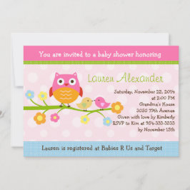 Love Birds & Owl auf Branch Baby Dusche Einladung