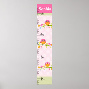 Love Birds & Owl Branch Growth Chart Behielt auf 8 Poster