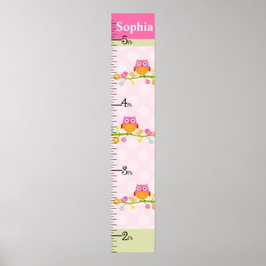 Love Birds & Owl Branch Growth Chart Behielt auf 8 Poster (Vorne)