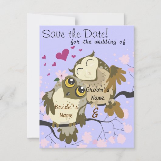 Love Birds Owl Wedding Invites Save The Date (Vorderseite)