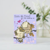 Love Birds Owl Wedding Invites Save The Date (Stehend Vorderseite)