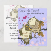 Love Birds Owl Wedding Invites Save The Date (Vorne/Hinten)