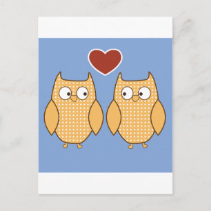 Love Birds Owls Blossom Heart Destiny Dusche Party Postkarte