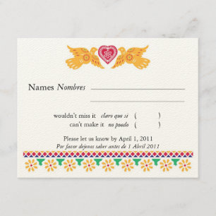 Love Birds Papel Picado Style RSVP Card Karte
